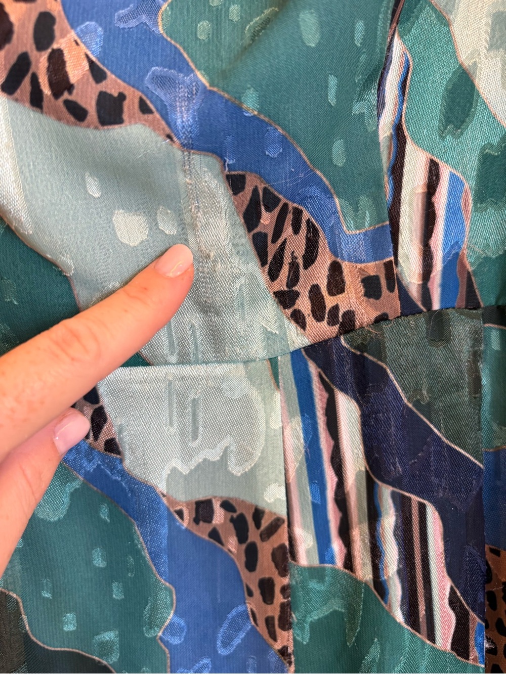 Anthropologie Hutch Teal and Navy Ocean Mixed-Print Maxi Dress 8 - Picture 8 of 10